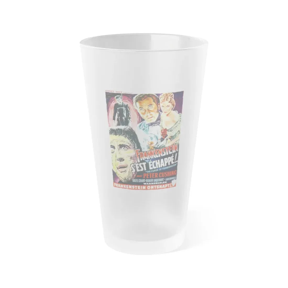 THE CURSE OF FRANKENSTEIN (BELGIAN) 1957 Movie Poster - Frosted Pint Glass 16oz 16oz Frosted - Go Mug Yourself