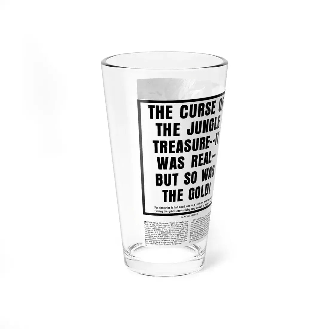 The Curse Of The Jungle Treasure, Real Men, February 1971 (Magazine Illustration) Pint Glass 16oz - Go Mug Yourself