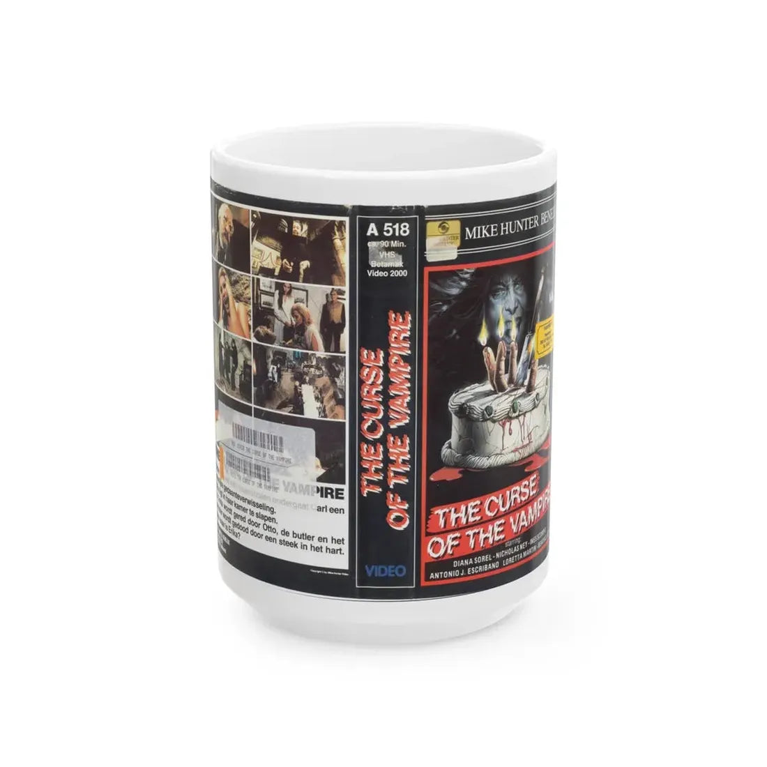 THE CURSE OF THE VAMPIRE (VHS COVER) - White Coffee Mug 15oz - Go Mug Yourself