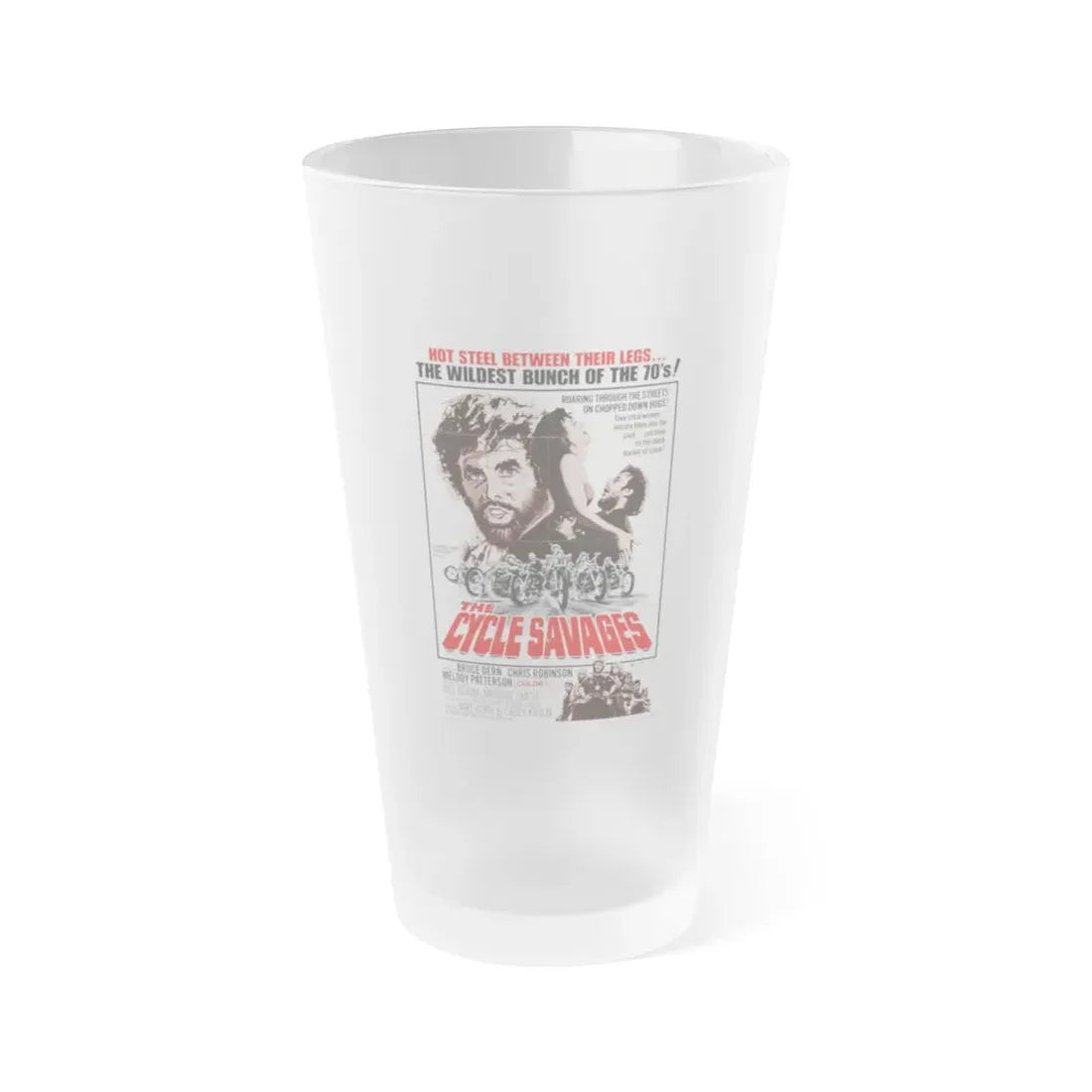 THE CYCLE SAVAGES 1969 Movie Poster - Frosted Pint Glass 16oz 16oz Frosted - Go Mug Yourself