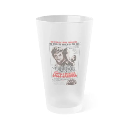 THE CYCLE SAVAGES 1969 Movie Poster - Frosted Pint Glass 16oz 16oz Frosted - Go Mug Yourself