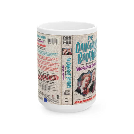 THE DANGEROUS BROTHERS PRESENT WORLD OF DANGER (VHS COVER) - White Coffee Mug 15oz - Go Mug Yourself