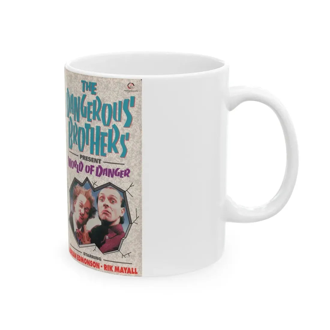 THE DANGEROUS BROTHERS PRESENT WORLD OF DANGER (VHS COVER) - White Coffee Mug - Go Mug Yourself