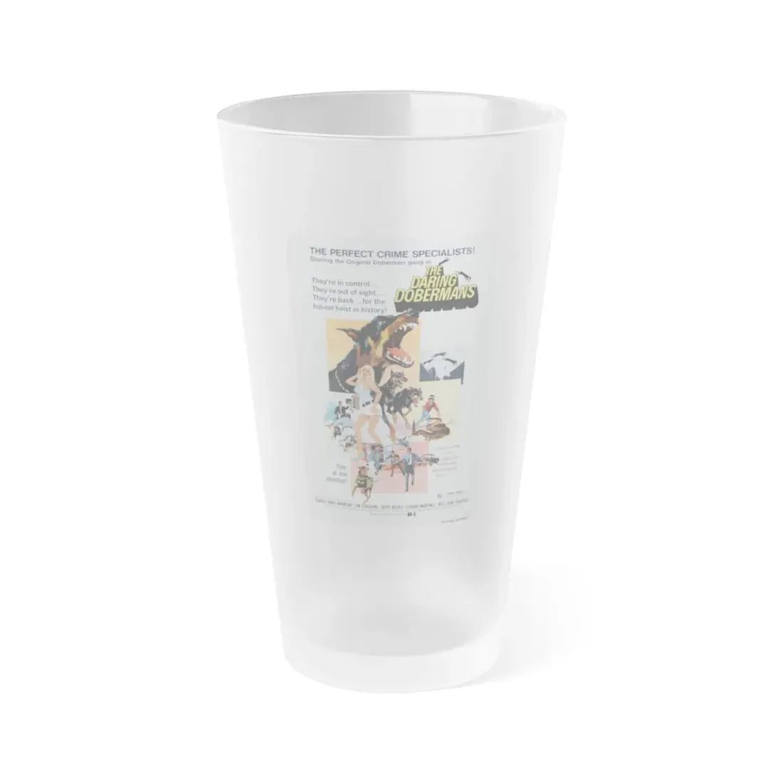 THE DARING DOBERMANS 1973 Movie Poster - Frosted Pint Glass 16oz 16oz Frosted - Go Mug Yourself