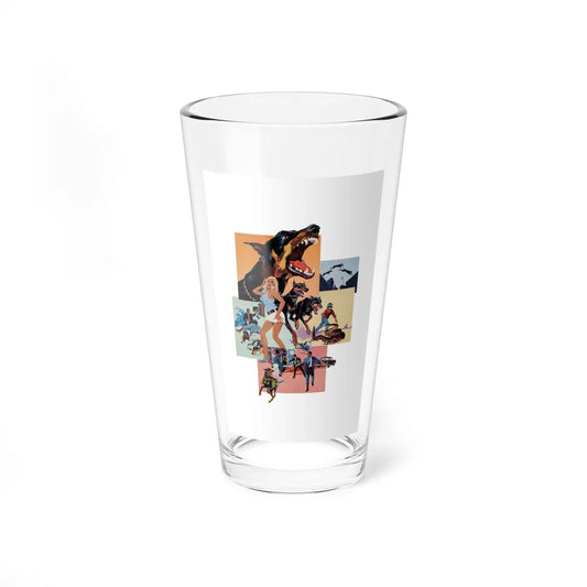 The Daring Dobermans, movie poster illustration (Dimension, 1973) - Pint Glass 16oz 16oz - Go Mug Yourself