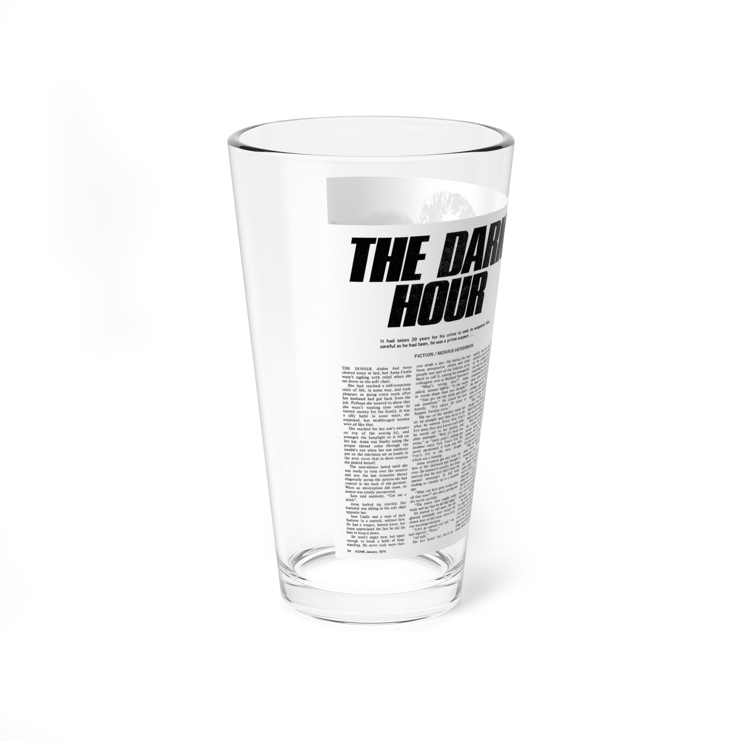 The Dark Hour, Adam magazine, January 1974 (Magazine Illustration) Pint Glass 16oz-Go Mug Yourself