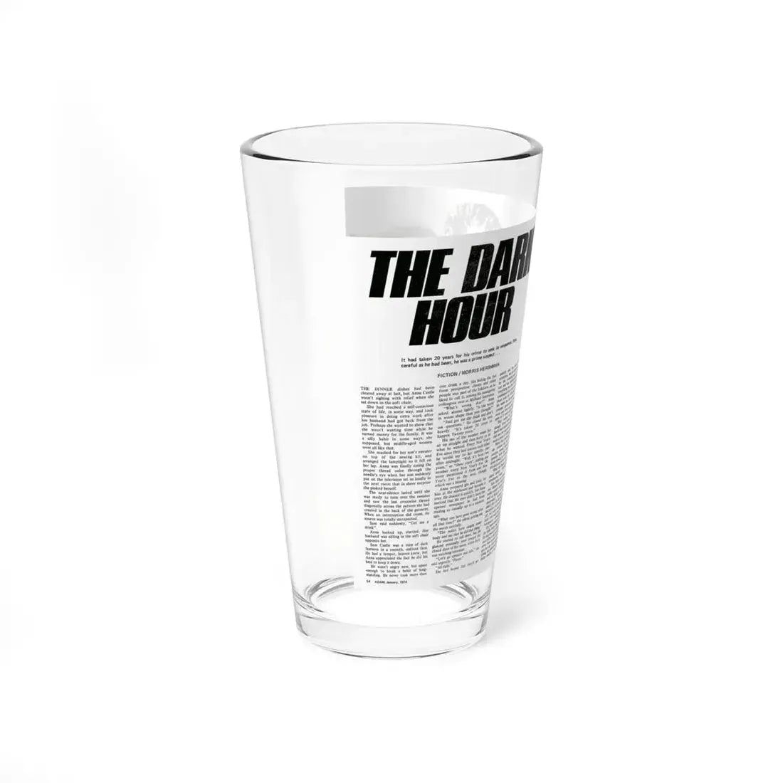 The Dark Hour, Adam magazine, January 1974 (Magazine Illustration) Pint Glass 16oz - Go Mug Yourself
