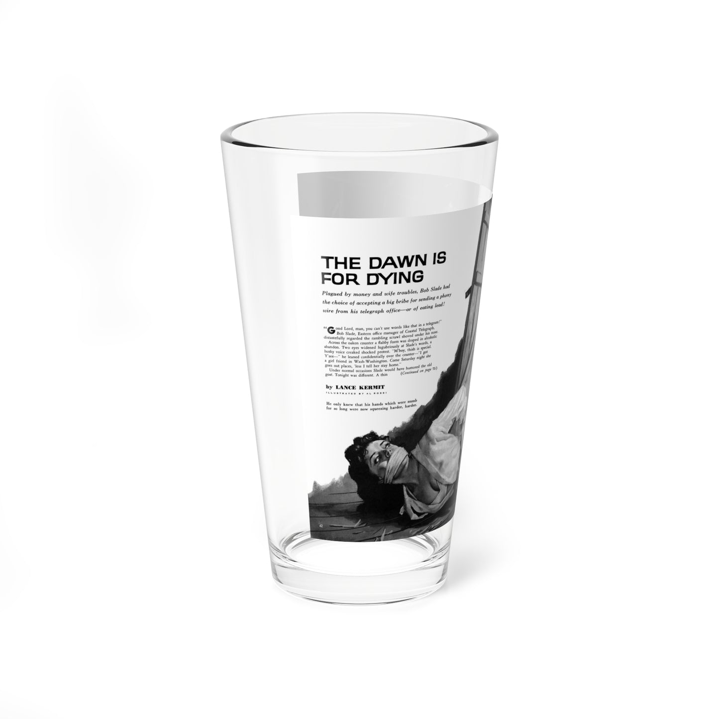 The Dawn is for Dying, Adventure, April 1959 (Magazine Illustration) Pint Glass 16oz-Go Mug Yourself