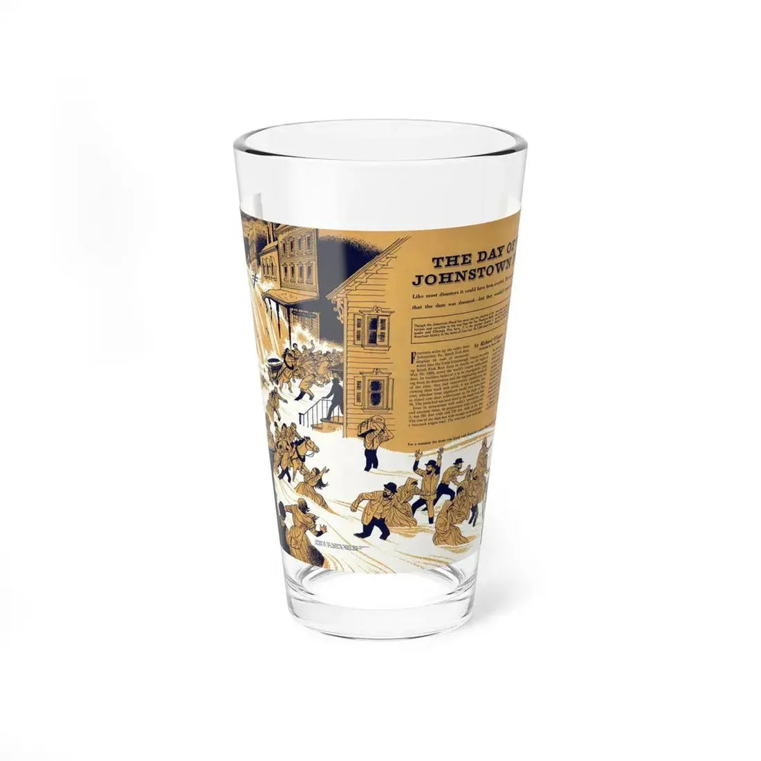 The Day of the Johnstown Flood, Cavalier, January 1958 (Magazine Illustration) Pint Glass 16oz 16oz - Go Mug Yourself