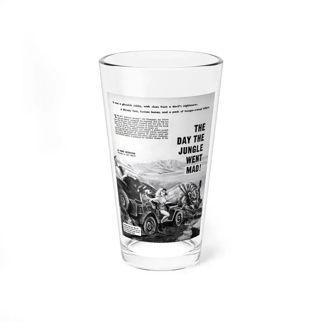 The Day The Jungle Went Mad (1), Man's Adventure, December 1958 (Magazine Illustration) Pint Glass 16oz 16oz - Go Mug Yourself