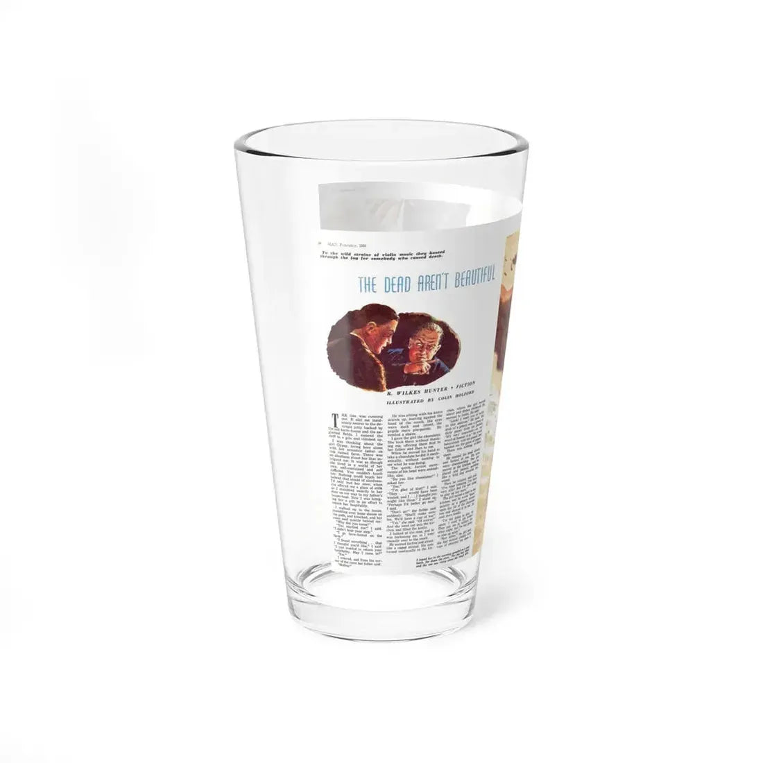 The Dead Aren't Beautiful, Man Junior, February 1950 (Magazine Illustration) Pint Glass 16oz - Go Mug Yourself