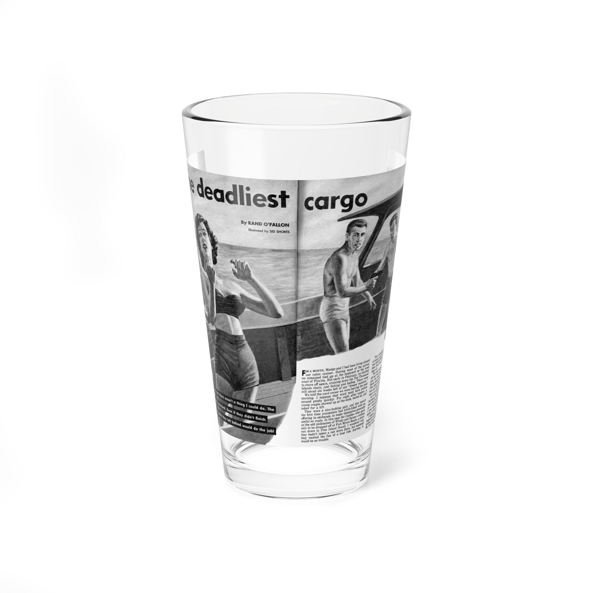 The Deadliest Cargo, Real Men, December 1958 (Magazine Illustration) Pint Glass 16oz-16oz-Go Mug Yourself