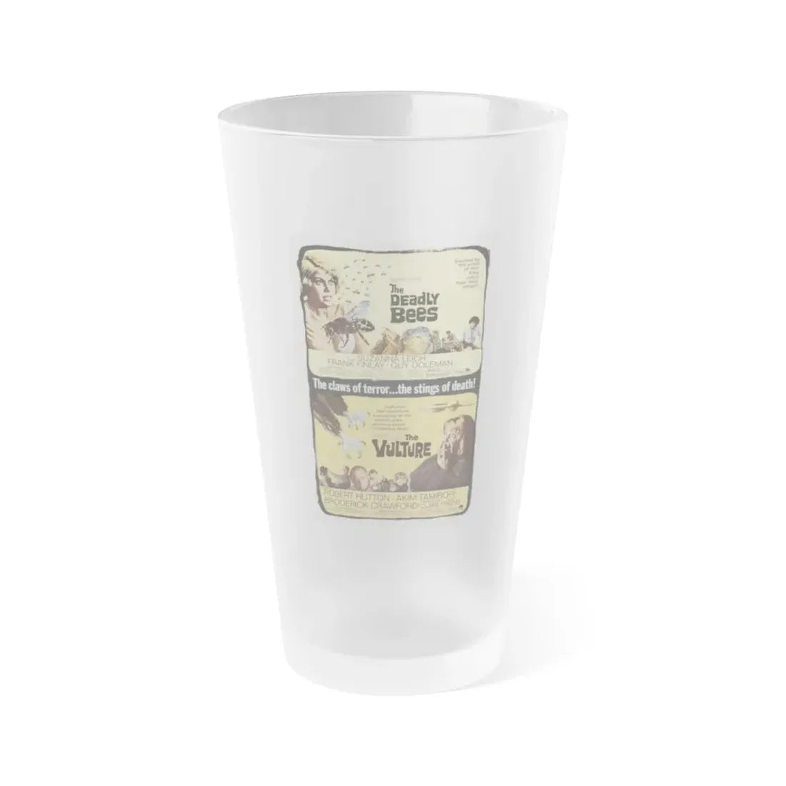 THE DEADLY BEES + THE VULTURE 1967 Movie Poster - Frosted Pint Glass 16oz 16oz Frosted - Go Mug Yourself