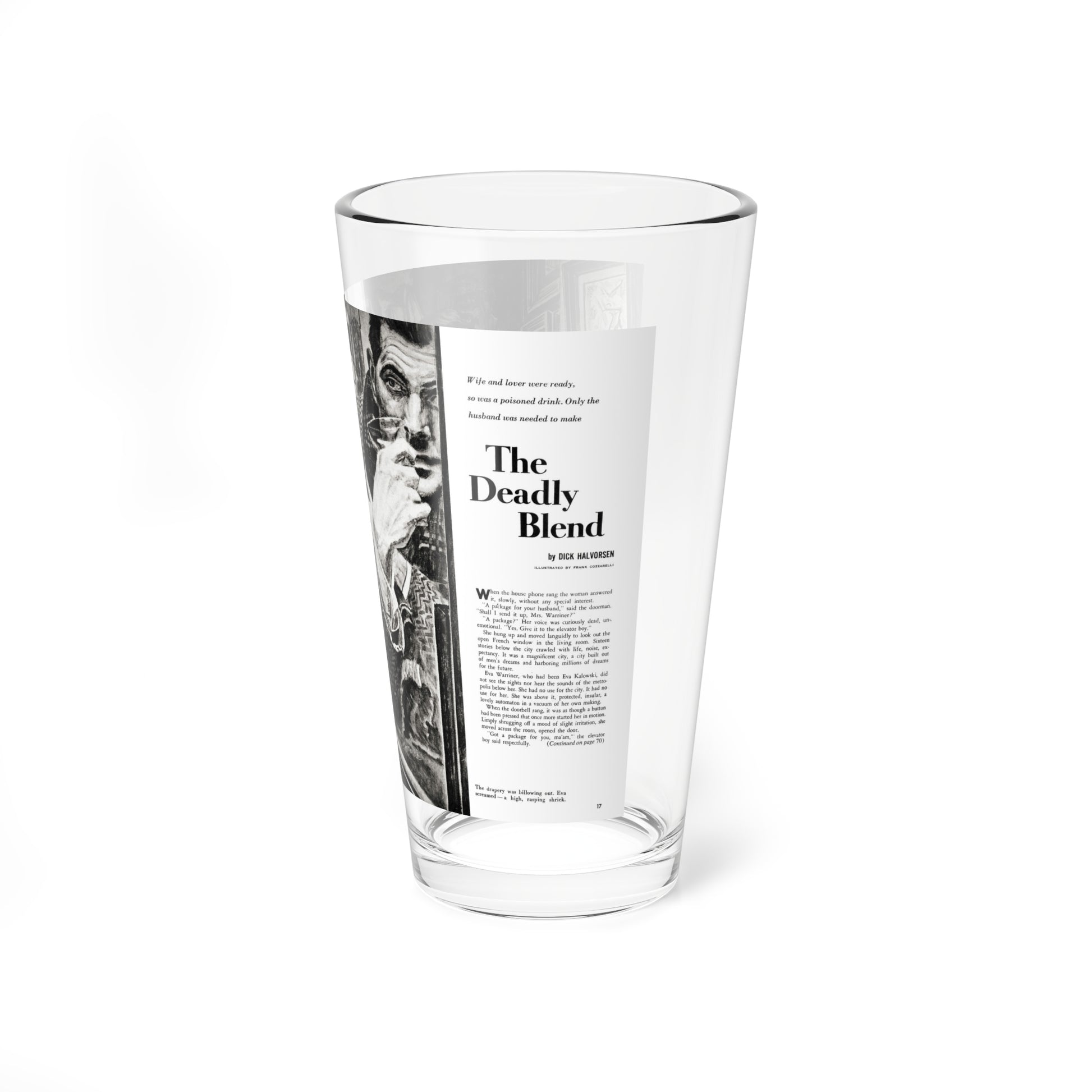 The Deadly Blend, Adventure magazine, May 1957 (Magazine Illustration) Pint Glass 16oz-Go Mug Yourself