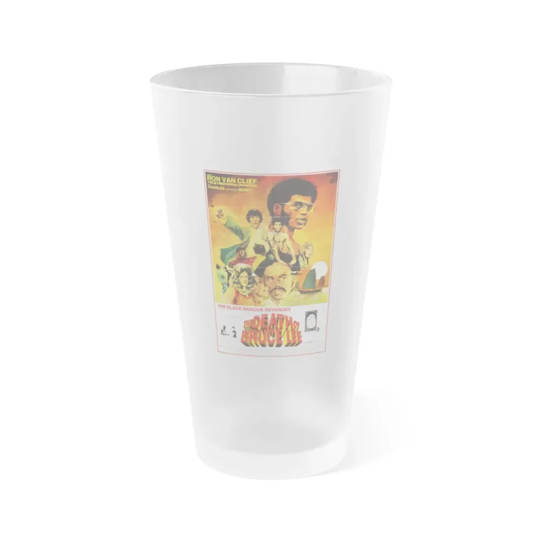 THE DEATH OF BRUCE LEE (THE BLACK DRAGON'S REVENGE) 1975 Movie Poster - Frosted Pint Glass 16oz 16oz Frosted - Go Mug Yourself
