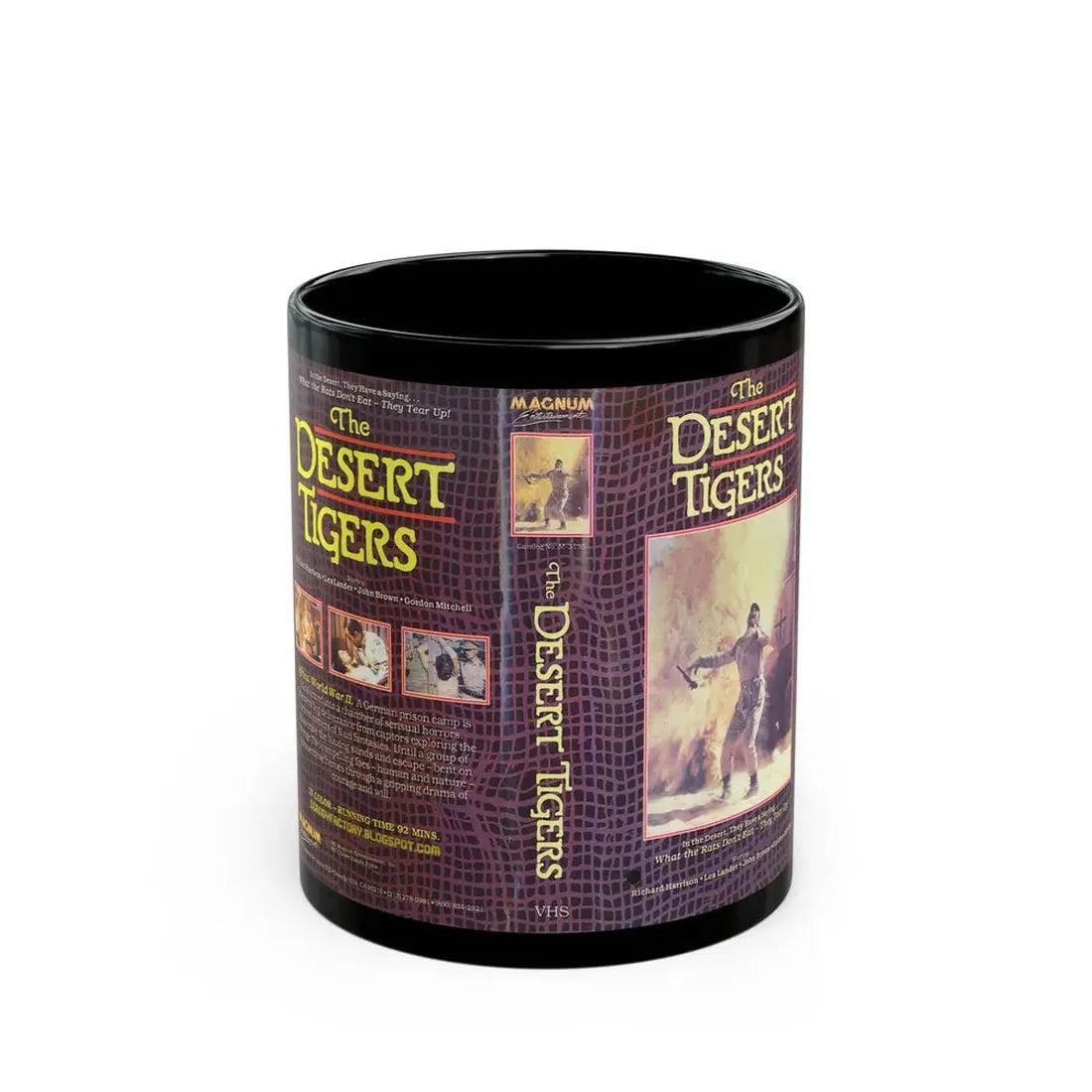 THE DESERT TIGERS MAGNUM ENTERTAINMENT (VHS COVER) - Black Coffee Mug 11oz - Go Mug Yourself