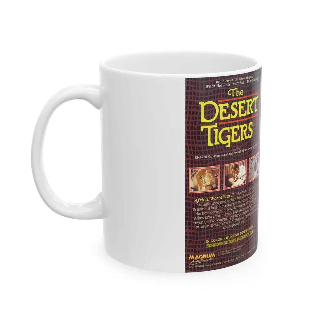 THE DESERT TIGERS MAGNUM ENTERTAINMENT (VHS COVER) - White Coffee Mug - Go Mug Yourself