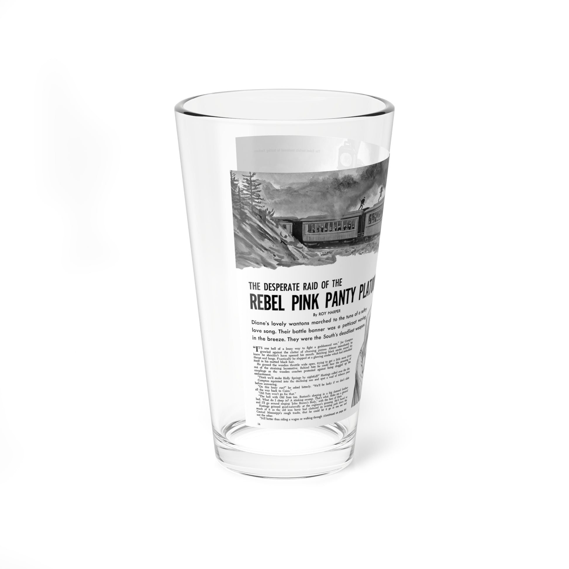 The Desperate Raid of the Rebel Pink Panty Platoon (Magazine Illustration) Pint Glass 16oz-Go Mug Yourself