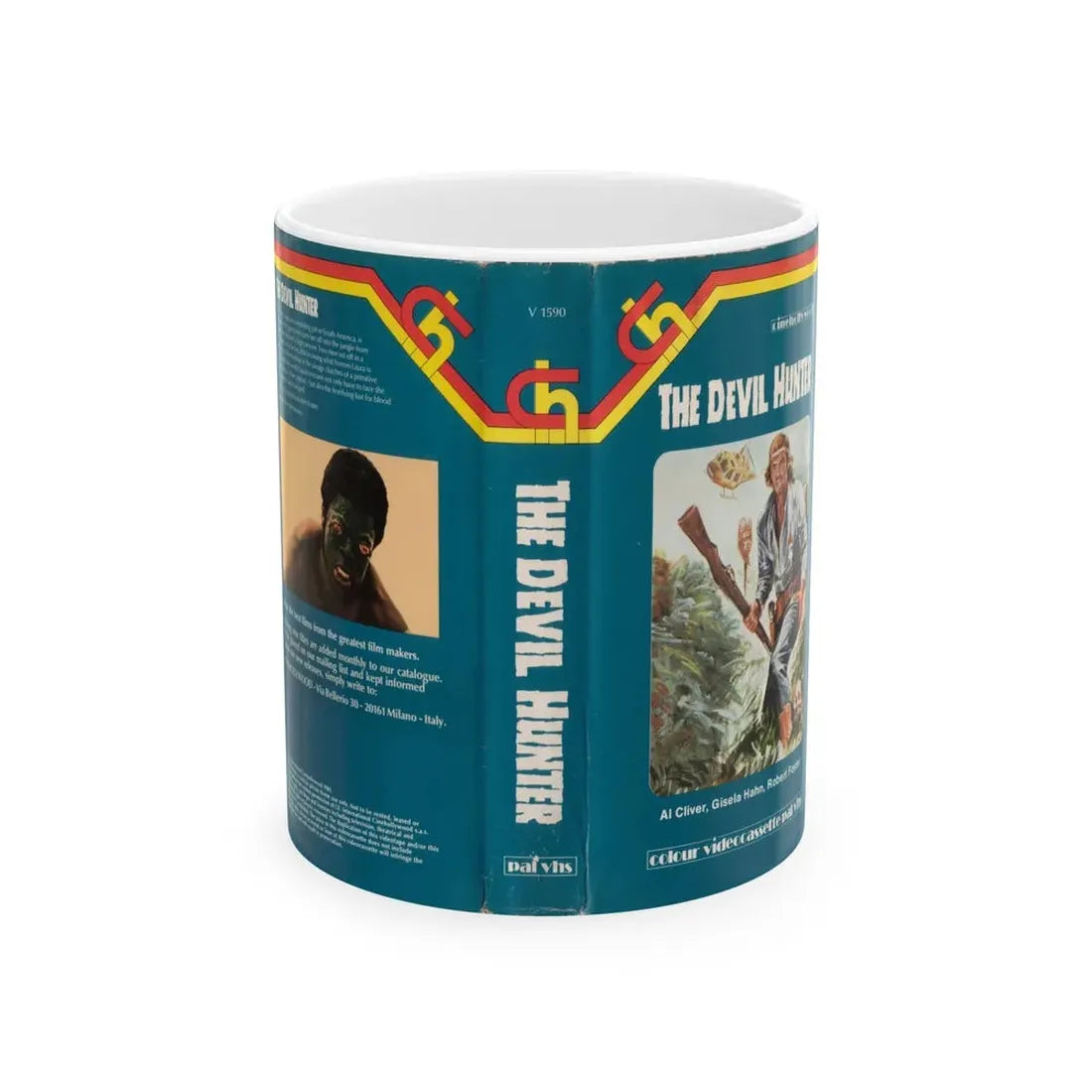 THE DEVIL HUNTER VERSION 2 (VHS COVER) - White Coffee Mug 11oz - Go Mug Yourself