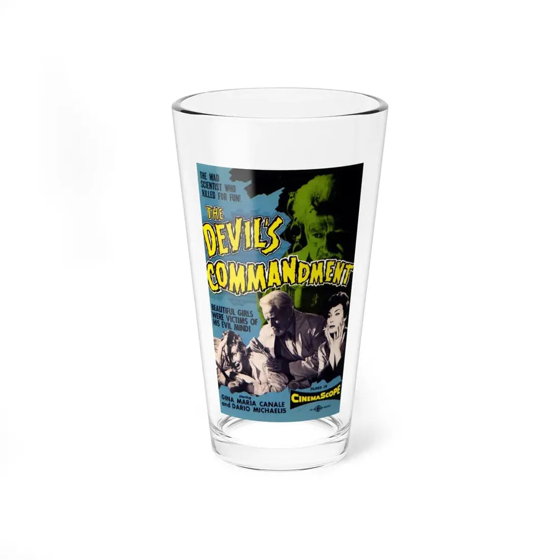 THE DEVIL'S COMMANDMENT 1957 Movie Poster - Pint Glass 16oz 16oz - Go Mug Yourself