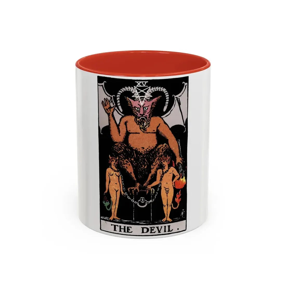 The Devil (Tarot Card) Accent Coffee Mug 11oz Red - Go Mug Yourself