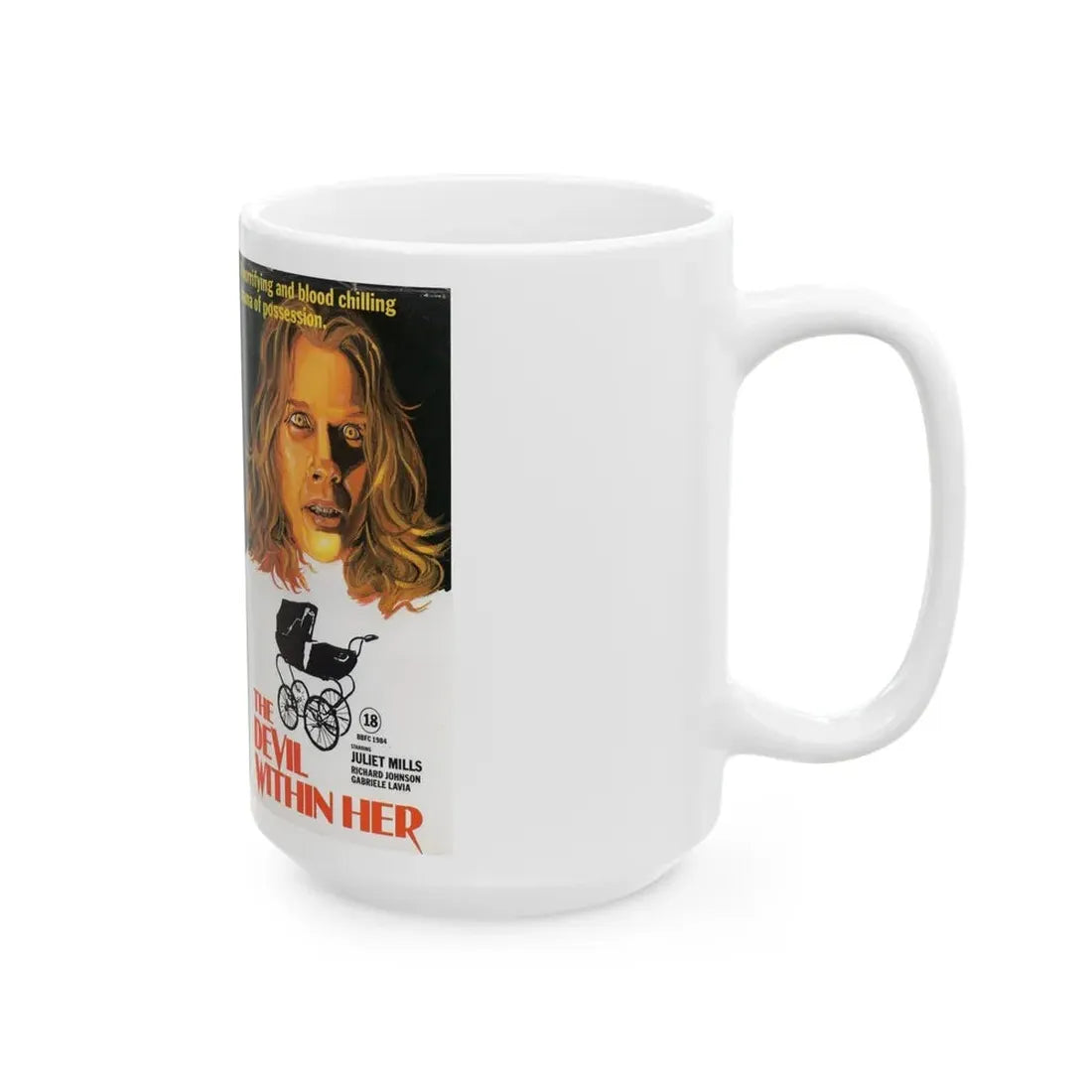 THE DEVIL WITHIN HER (VHS COVER) - White Coffee Mug - Go Mug Yourself