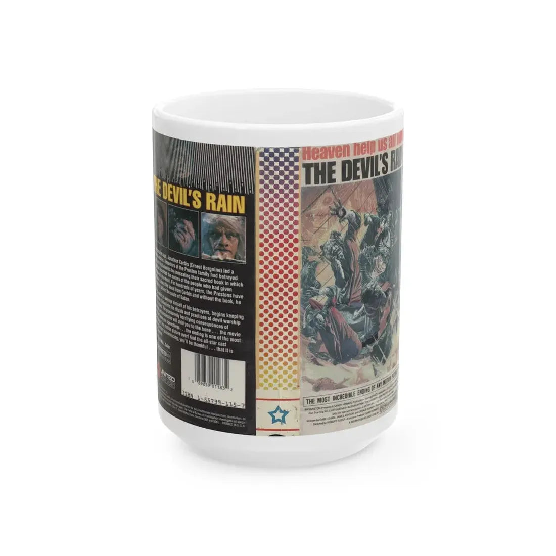 THE DEVILS RAIN UNITED HOME VIDEO (VHS COVER) - White Coffee Mug 15oz - Go Mug Yourself