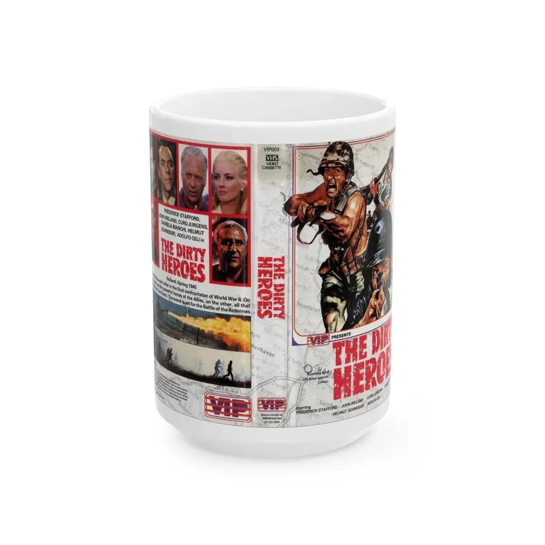 THE DIRTY HEROES (VHS COVER) - White Coffee Mug 15oz - Go Mug Yourself