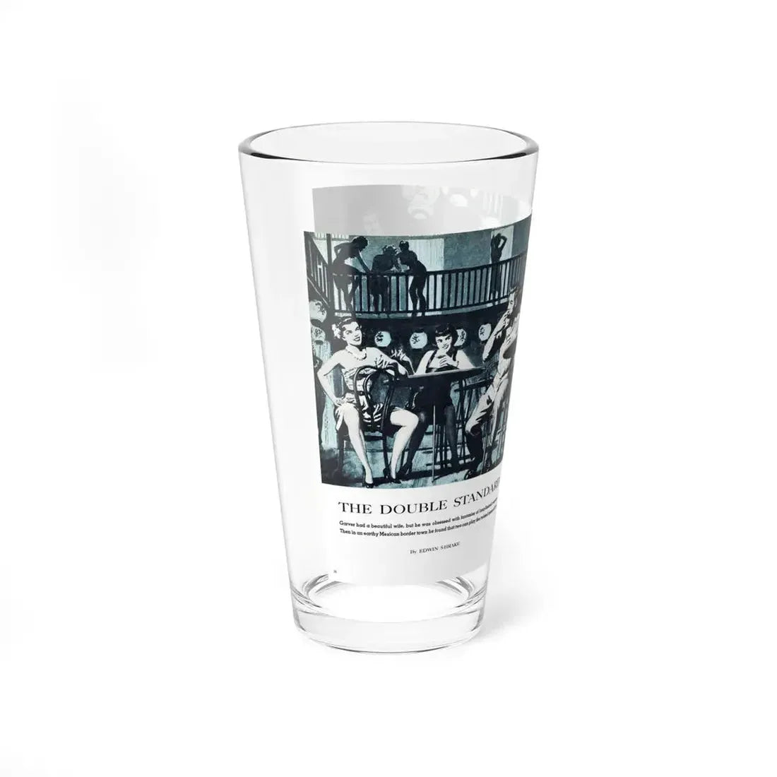 The Double Standard, Climax magazine, March 1959 (Magazine Illustration) Pint Glass 16oz - Go Mug Yourself
