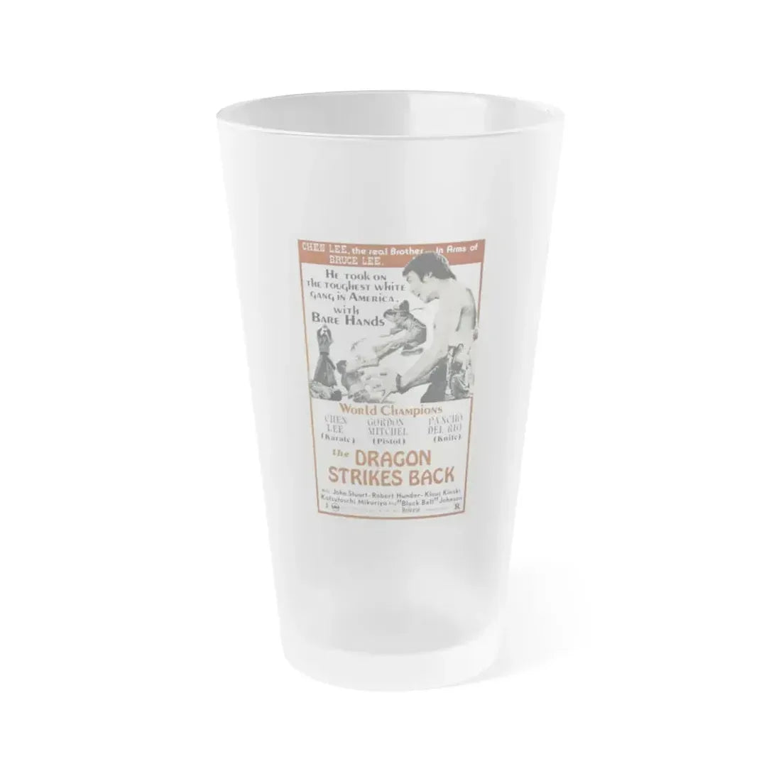 THE DRAGON STRIKES BACK 1975 Movie Poster - Frosted Pint Glass 16oz 16oz Frosted - Go Mug Yourself