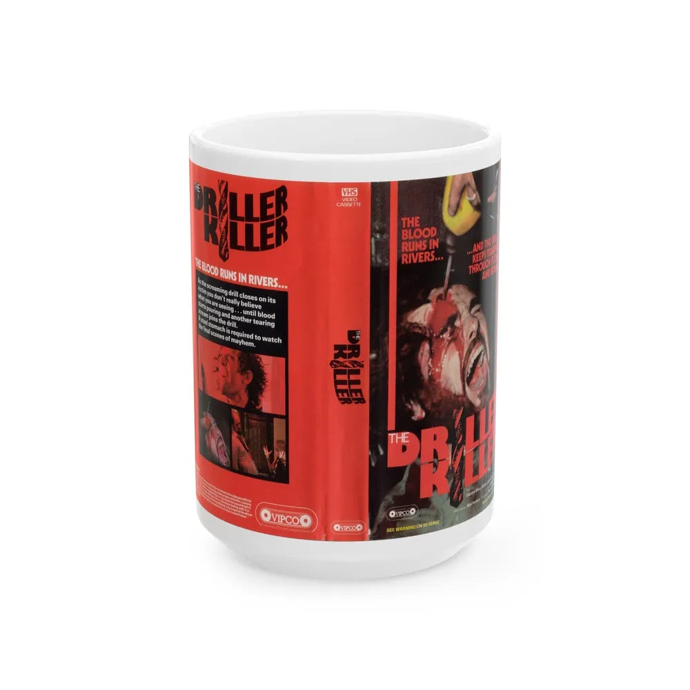 THE DRILLER KILLER (VHS COVER) - White Coffee Mug-15oz-Go Mug Yourself