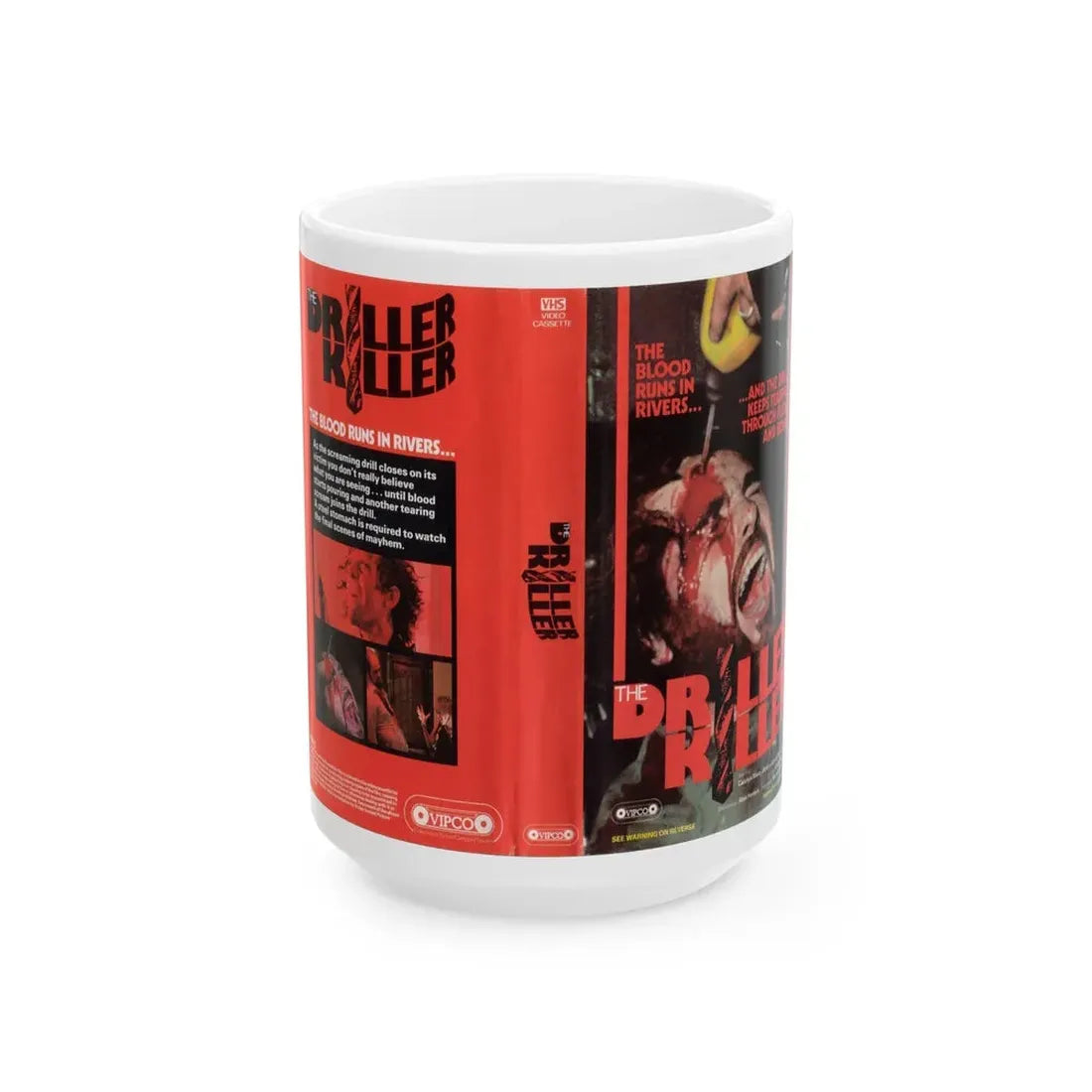THE DRILLER KILLER (VHS COVER) - White Coffee Mug 15oz - Go Mug Yourself
