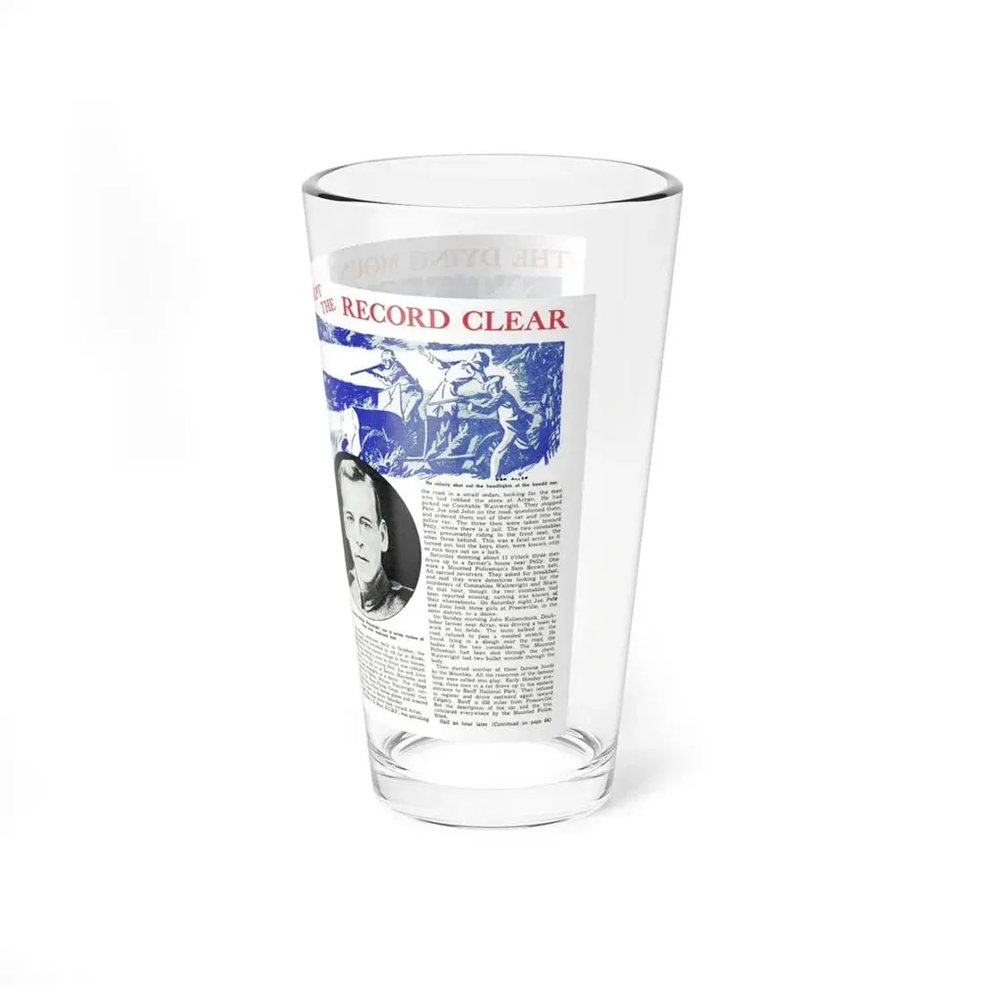 The Dying Mountie Kept The Record Clear, Sensation magazine, November 1939 (Magazine Illustration) Pint Glass 16oz - Go Mug Yourself