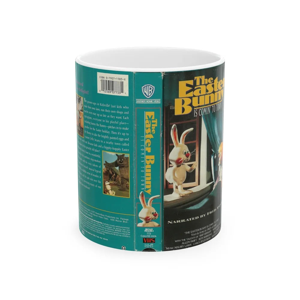 THE EASTER BUNNY IS COMIN TO TOWN (VHS COVER) - White Coffee Mug-11oz-Go Mug Yourself