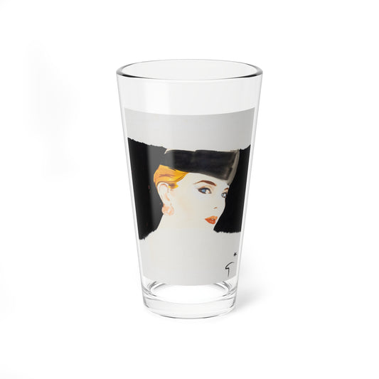 The Elegant Catherine Deneuve in a Hat (Magazine Illustration) Pint Glass 16oz-16oz-Go Mug Yourself