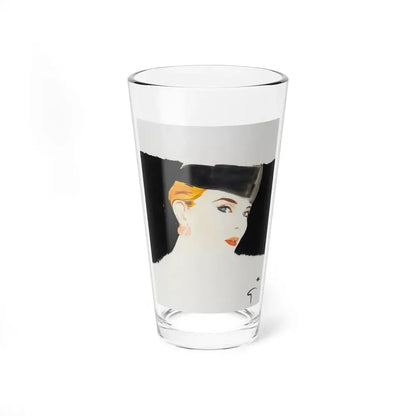 The Elegant Catherine Deneuve in a Hat (Magazine Illustration) Pint Glass 16oz 16oz - Go Mug Yourself