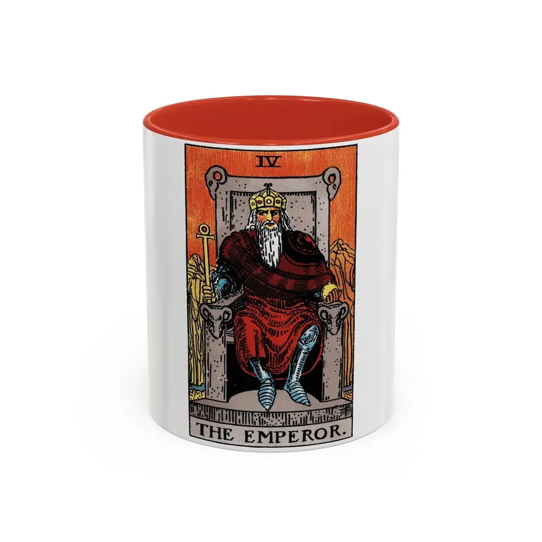 The Emperor (Tarot Card) Accent Coffee Mug 11oz Red - Go Mug Yourself