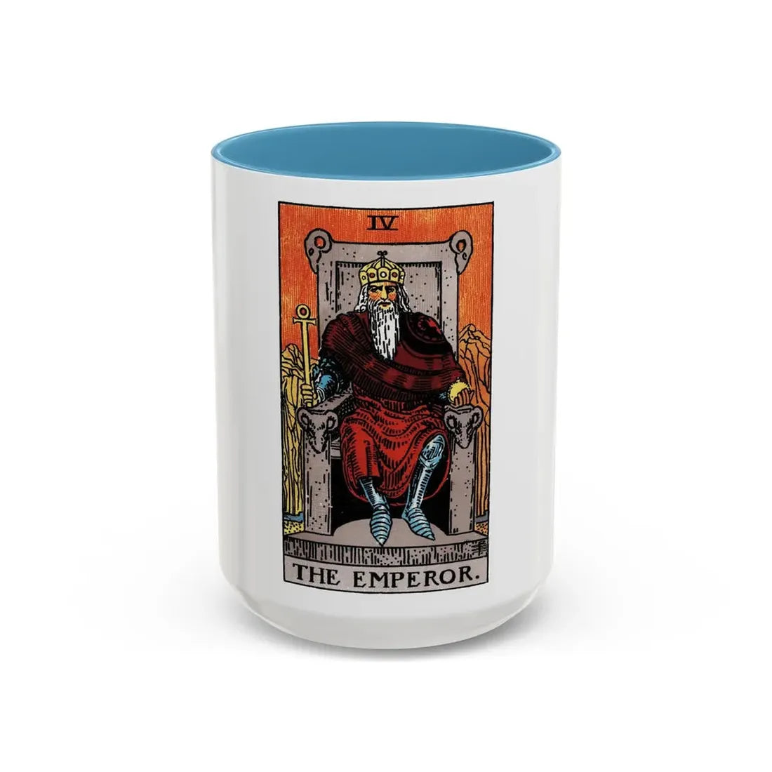 The Emperor (Tarot Card) Accent Coffee Mug 15oz Light Blue - Go Mug Yourself