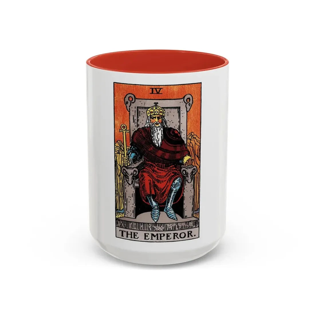 The Emperor (Tarot Card) Accent Coffee Mug 15oz Red - Go Mug Yourself