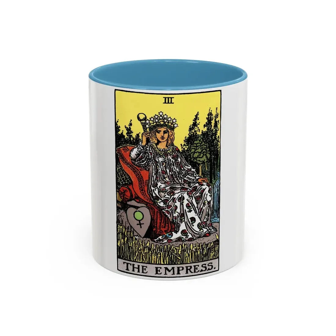 The Empress (Tarot Card) Accent Coffee Mug 11oz Light Blue - Go Mug Yourself