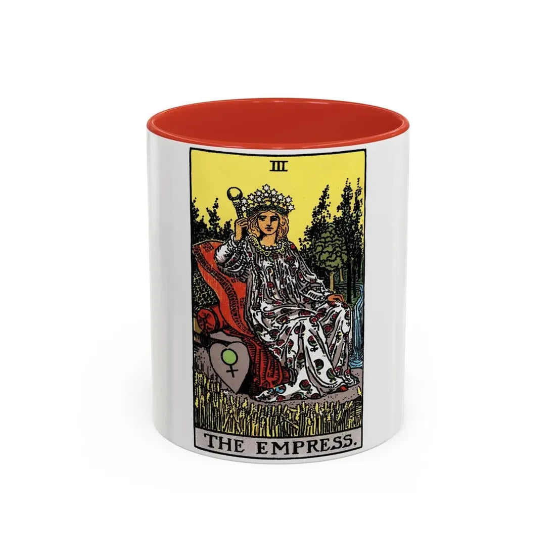 The Empress (Tarot Card) Accent Coffee Mug 11oz Red - Go Mug Yourself