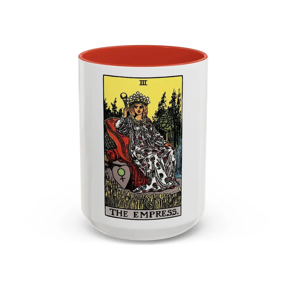 The Empress (Tarot Card) Accent Coffee Mug 15oz Red - Go Mug Yourself