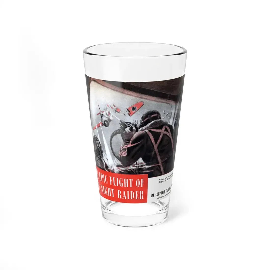 The Epic Flight Of The Night Raider, Liberty, June 26, 1943 (Magazine Illustration) Pint Glass 16oz 16oz - Go Mug Yourself