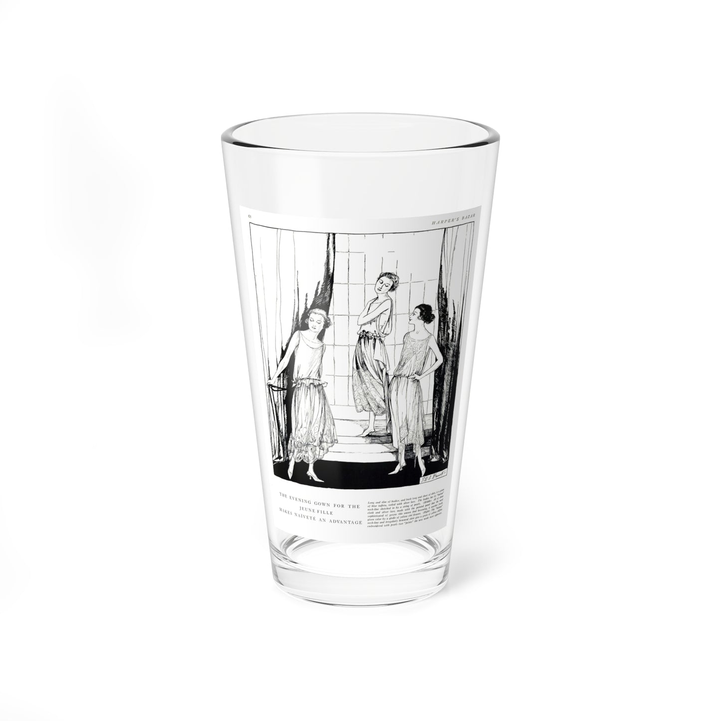 The Evening Gown ..., Harper's Bazaar, November 1921 (Magazine Illustration) Pint Glass 16oz-16oz-Go Mug Yourself