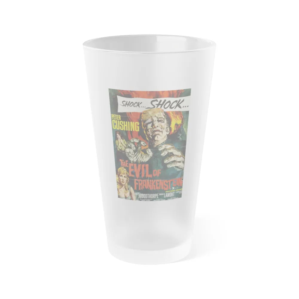 THE EVIL OF FRANKENSTEIN 1964 Movie Poster - Frosted Pint Glass 16oz-16oz-Frosted-Go Mug Yourself