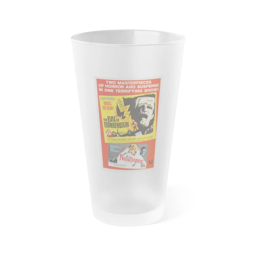 THE EVIL OF FRANKENSTEIN + NIGHTMARE 1964 Movie Poster - Frosted Pint Glass 16oz-16oz-Frosted-Go Mug Yourself