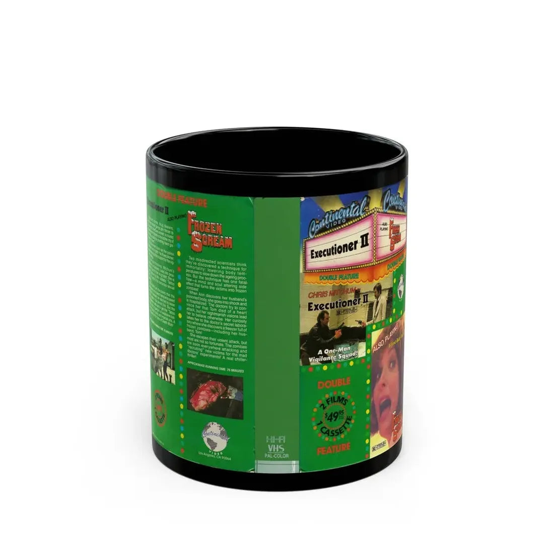 THE EXECUTIONER 2 AND FROZEN SCREAM DOUBLE FEATURE (VHS COVER) - Black Coffee Mug 11oz - Go Mug Yourself