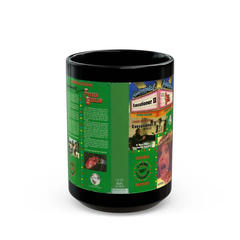 THE EXECUTIONER 2 AND FROZEN SCREAM DOUBLE FEATURE (VHS COVER) - Black Coffee Mug-15oz-Go Mug Yourself