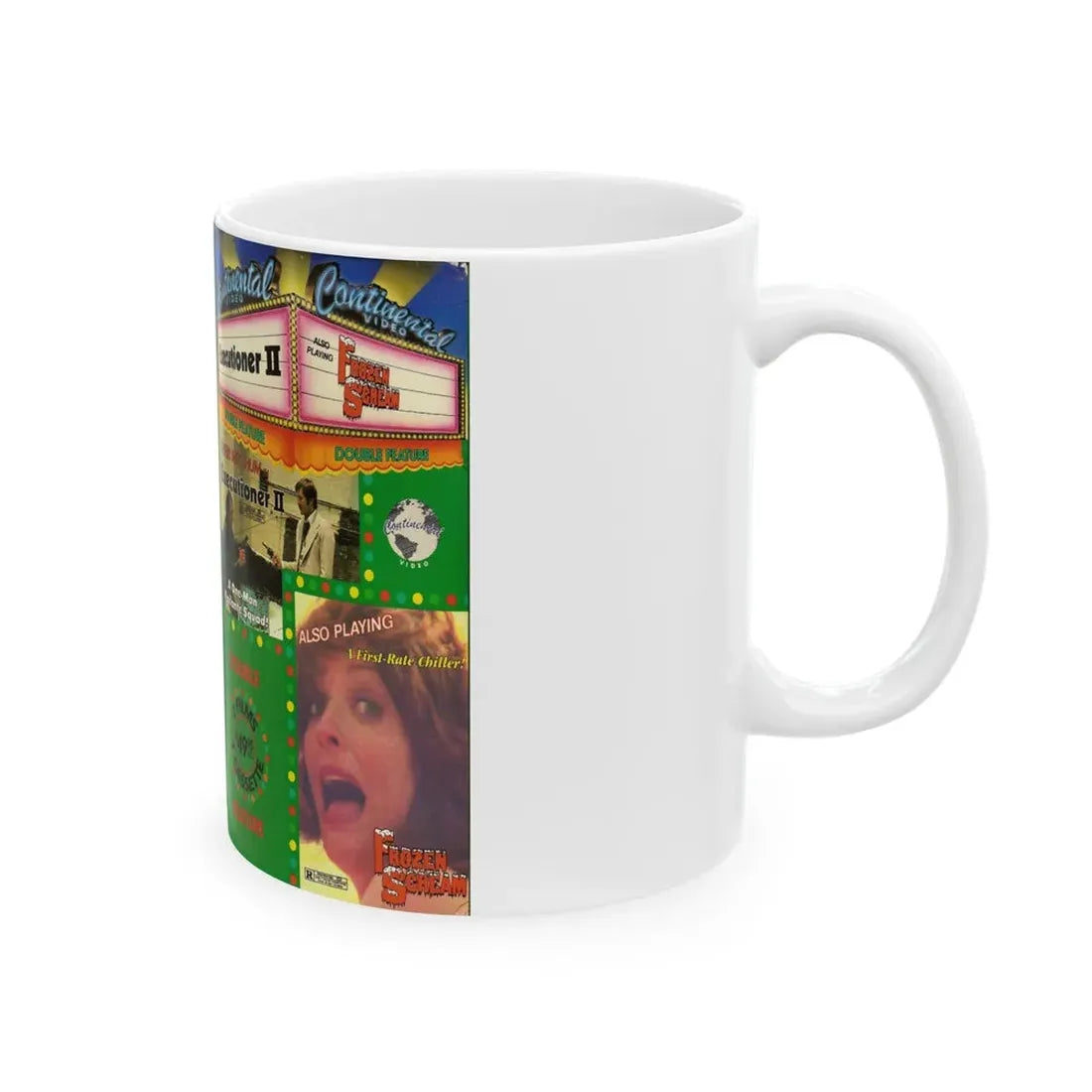 THE EXECUTIONER 2 AND FROZEN SCREAM DOUBLE FEATURE (VHS COVER) - White Coffee Mug - Go Mug Yourself