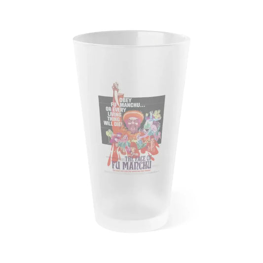 THE FACE OF  FU-MANCHU 1965 Movie Poster - Frosted Pint Glass 16oz 16oz Frosted - Go Mug Yourself